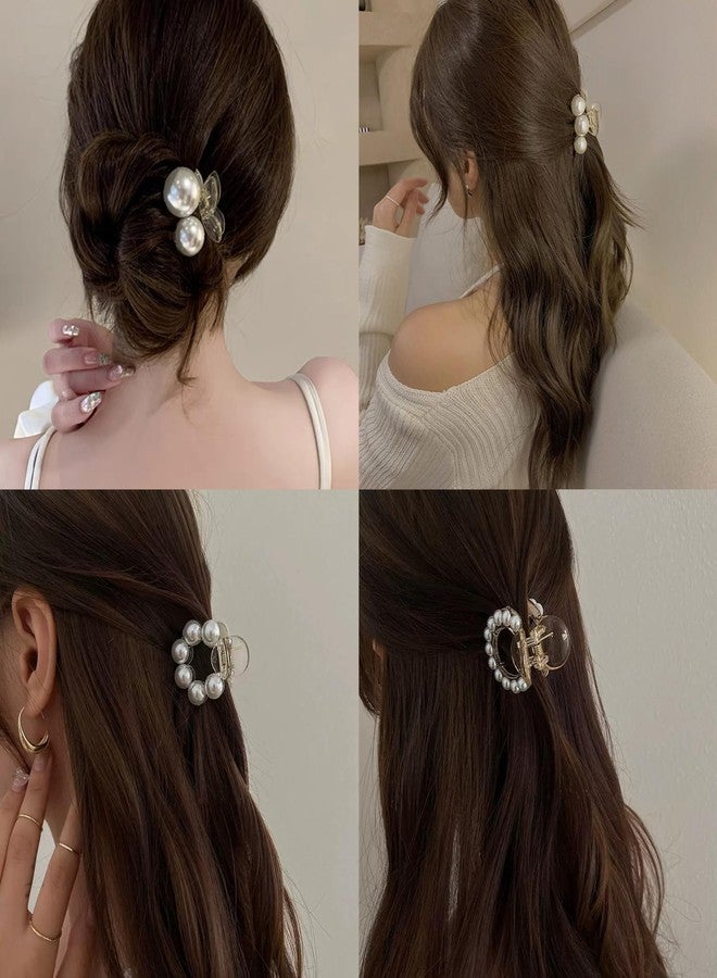Agirlvct Pearl Hair Clips for Women, Small Hair Claw Clip Strong Hold,Mini Banana Jaw Clip Barrettes Nonslip,Hair Accessories Set Birthday Wedding Gift for Girl Thick Thin Curly Hair(5 PCS) - Image 2